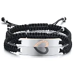 Pulseira de casal em aço preto, tecida à mão. Amor eterno. Presente ideal para casais. Resistente, elegante e com design único. — foto 1