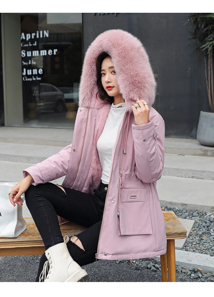 Title 4, Womens Oversized Fur Collar Cotton Padded Coat...