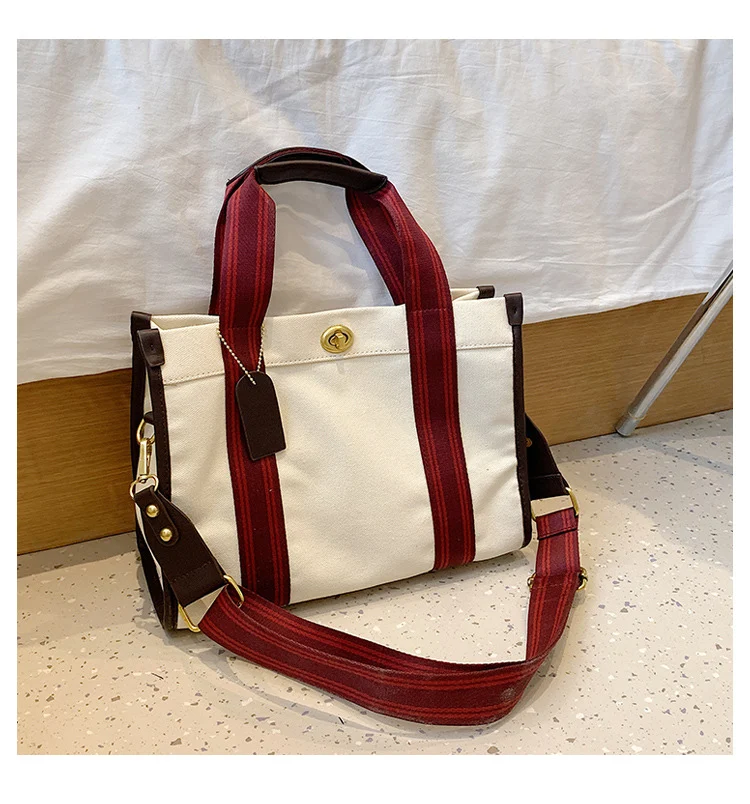 Bolsa de lona casual feminina, grande capacidade. Leve tudo o que precisa com estilo e praticidade, perfeita para o dia a dia e passeios. — foto 5