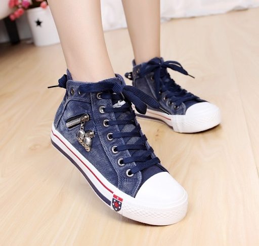 Title 5, Womens zipper high-top canvas shoes. Comfortab...