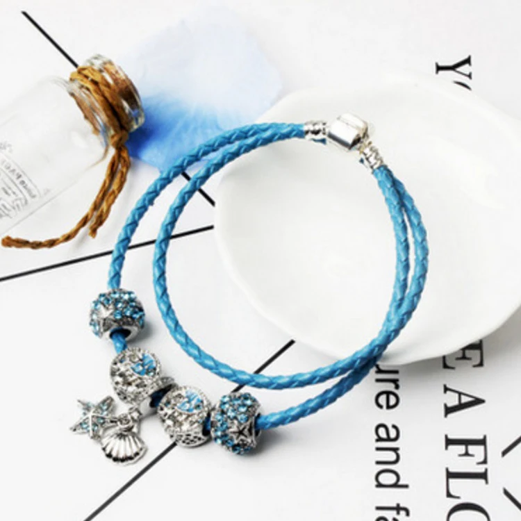 Pulseira feminina céu estrelado azul, um acessório de moda que adiciona brilho e estilo elegante ao seu visual diário. — foto 2