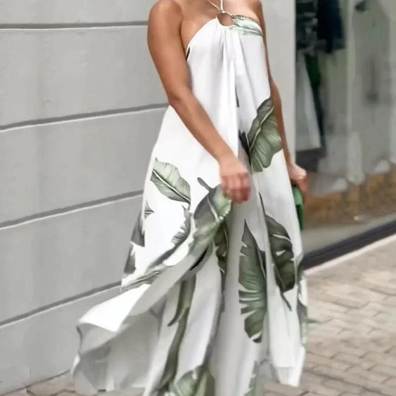 Title 4, Womens Clothing Printed Sexy Long Halter Top Suit