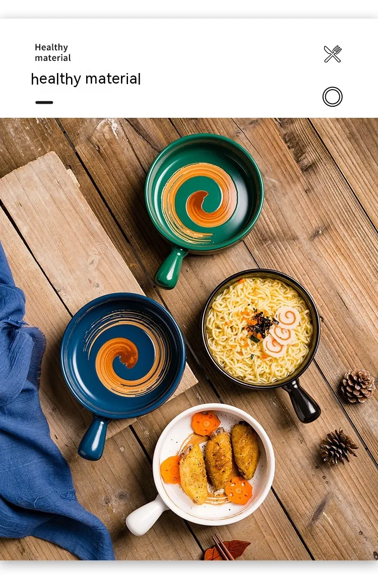 Household Single Handle Ceramic Baking Bowl for student dorms, durable and easy to use. Perfect for baking and cooking m — photo 6