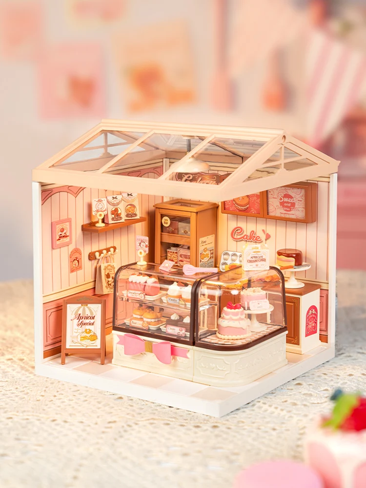 Kit de Padaria em Miniatura DIY Rolife 124 Casa de Bonecas Loja de Bolos com Luzes LED e Móveis de Plástico Modelo Completo para Montar — foto 18