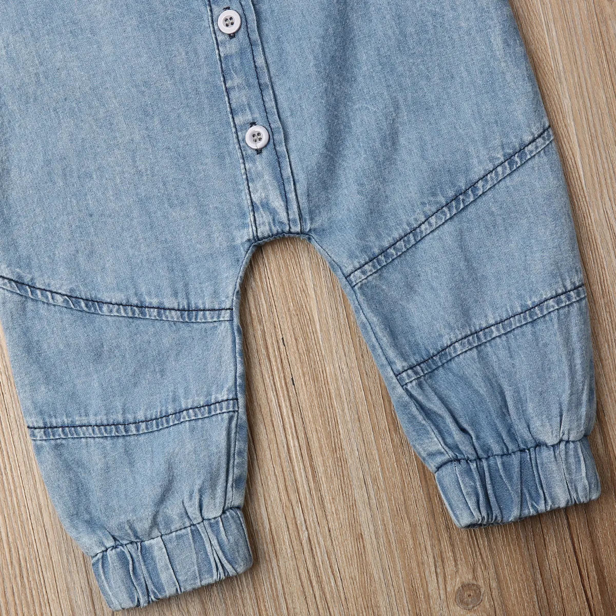 Title 8, Macacão Jeans de Manga Longa com Costura e Gola...
