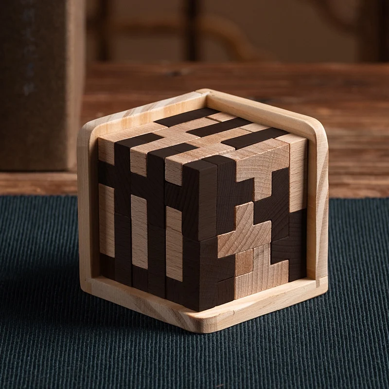 Title 4, Classic Wooden Burr Puzzle Casual Game Pressure...