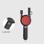Black three port car charger