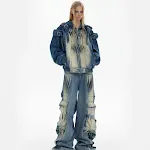 Retro Washed Distressed Jeans mit Falten-Design, strapazierfähig. Robuste Jeans für einen lässigen, vintage-inspirierten Look. Alltagstauglich. — foto 2
