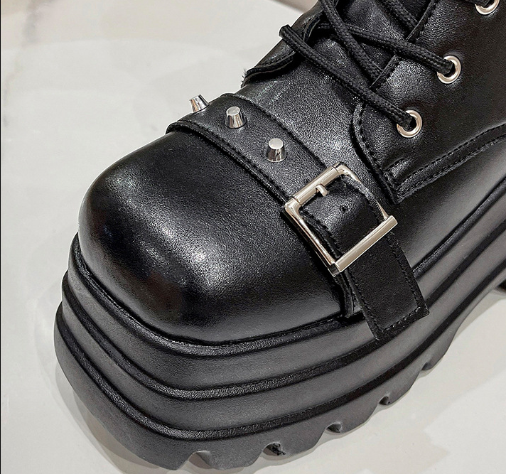 Title 3, Botas femininas punk de cano médio, sola grossa...