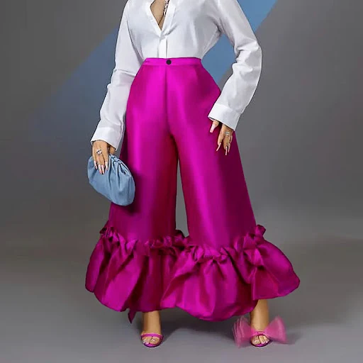 Title 6, Damen High Waist Loose Ruffled Casual Wide Leg ...