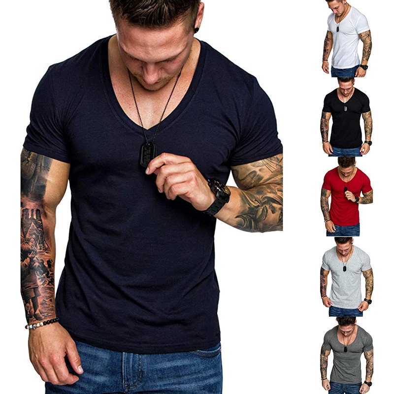 Summer New Men's Casual Sports Short Sleeved T Shirt, Solid Color, Large Size, V Neck Top. Comfortable and Stylish for E — photo 3
