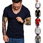 Summer New Men's Casual Sports Short Sleeved T Shirt, Solid Color, Large Size, V Neck Top. Comfortable and Stylish for E — photo 3