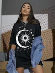 T-shirt da donna a maniche corte, girocollo, di media lunghezza, taglie forti — foto 16