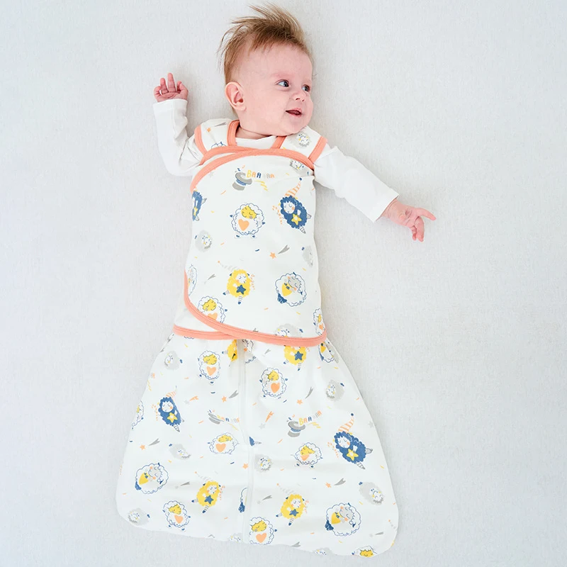 Saco de dormir anti-choque para recém-nascidos em algodão, modelos primavera e outono. Garante sono seguro e confortável para o bebê. — foto 1
