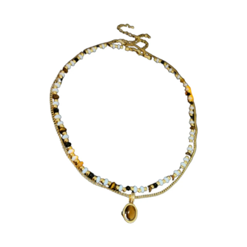 Colar de contas Tigereye Maillard fashion, um toque de elegância. Ideal para qualquer ocasião, acessório versátil que valoriza seu visual. — foto 2