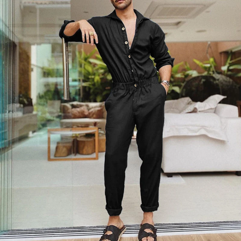 Title 5, New Fashion Long Sleeve Workwear Lapel Jumpsuit...