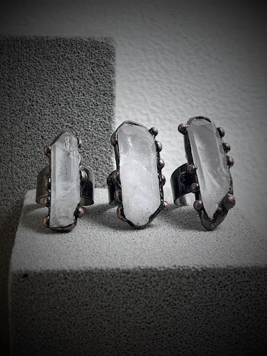 Title 9, Anel de cristal natural branco estilo retro com...