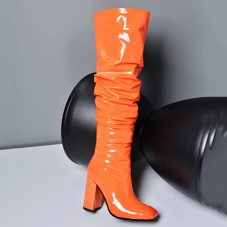 Women's New Fashion Thick Heel Orange Over The Knee Boots. Stay stylish and warm all season long with these comfortable — photo 18