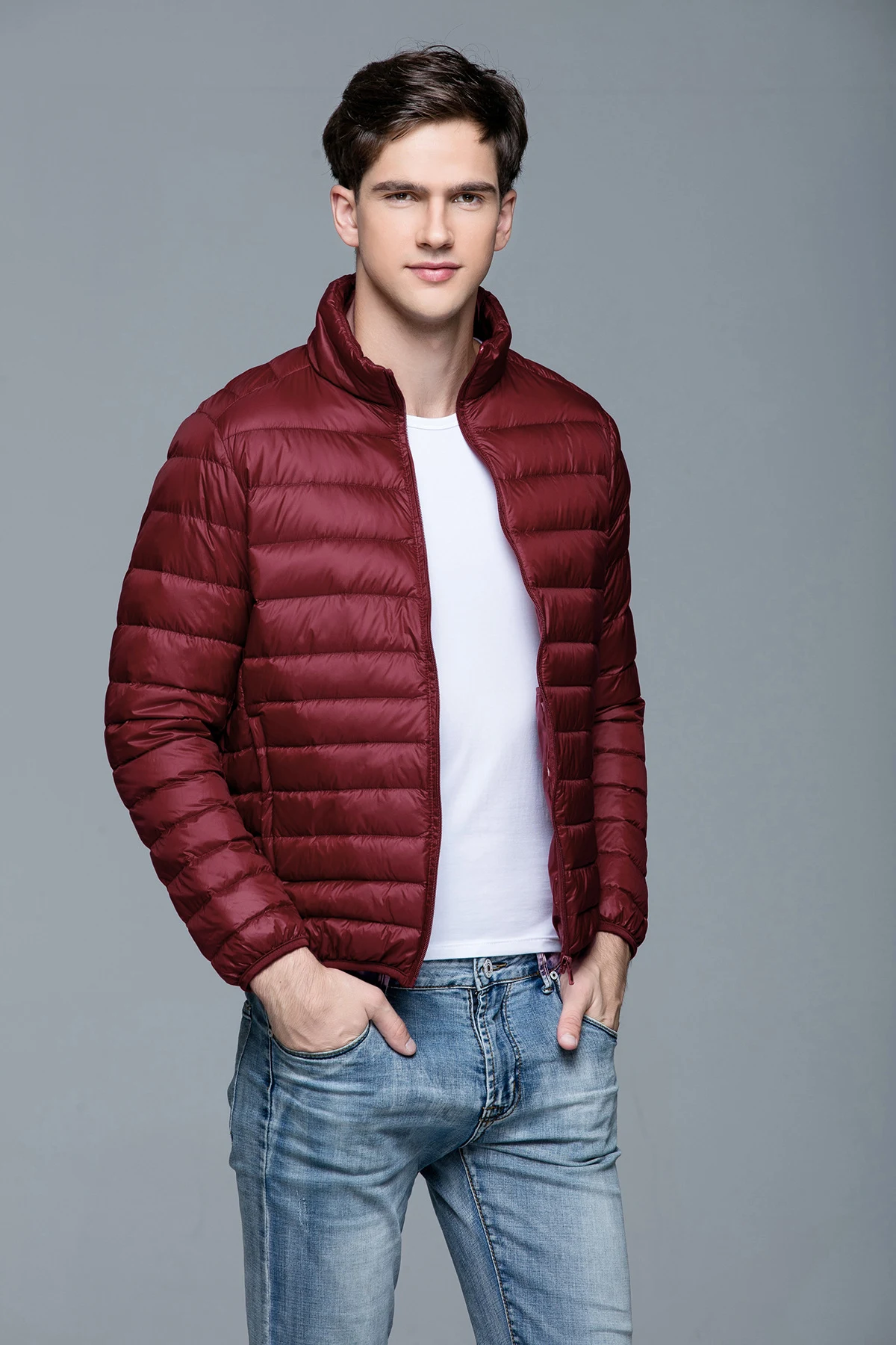 Title 6, Mens Lightweight Down Jacket Stand Collar Shor...