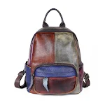 Zaino in pelle bovina per esterni, primo strato, colore sfregato a mano, borsa in pelle resistente per avventure e uso quotidiano, elegante e funzionale. — foto 6