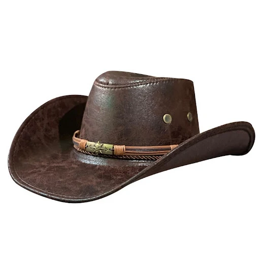 Title 1, Chapéu de Cowboy Denim Couro Retrô Étnico, esti...