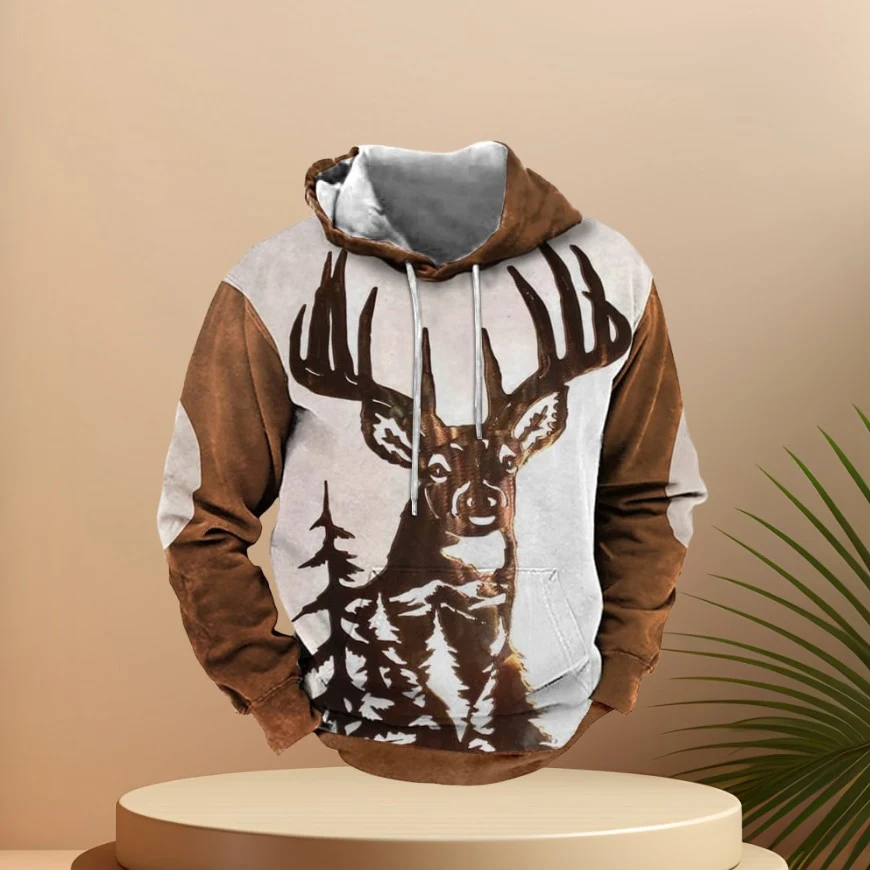 Title 2, Moletom com capuz estampado masculino com bolso...