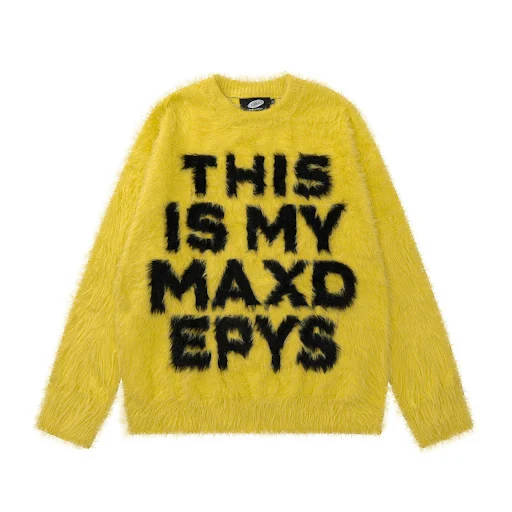 Title 5, Retro Loose Letter Furry Round Neck Sweater, of...