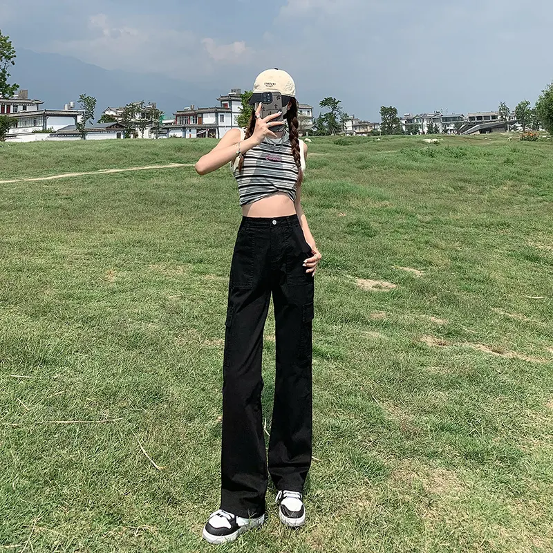 Title 6, Womens Straight Cargo Pants High Waist Loose F...
