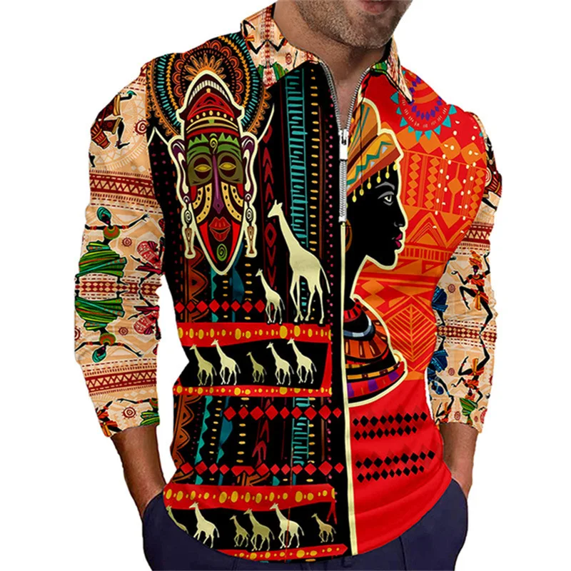African Men's T-shirt Summer New Collar Short Sleeve Breathable and Comfortable Stylish Design Perfect for Hot Weather C — photo 2