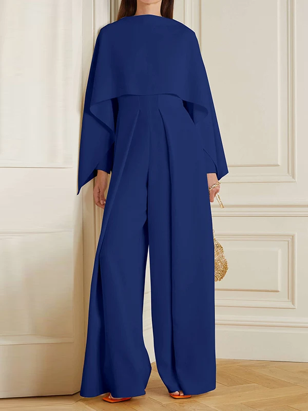 Title 4, Long Sleeve Wrap Solid Color Zipper Jumpsuit