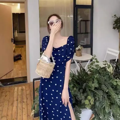 Title 3, French Blue Polka Dots Dress Womens Summer New