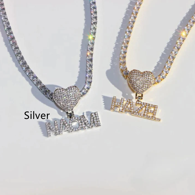 Colar feminino com pingente de combinação de alfabeto micro zircônia simples. Personalize seu estilo com brilho e sofisticação. — foto 10