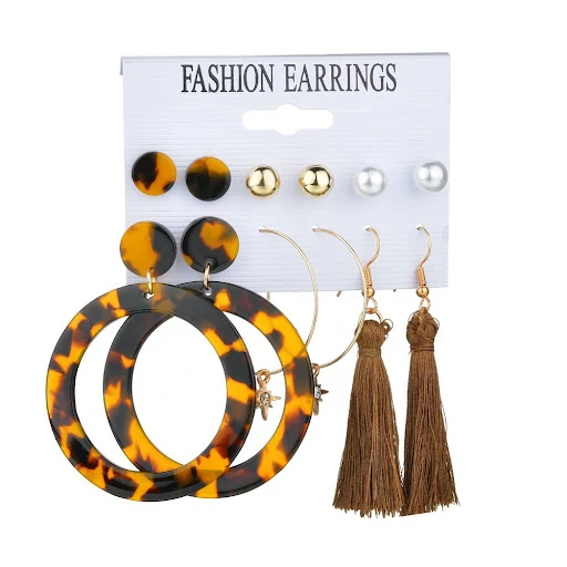 Title 3, Conjunto de Brincos Femininos com Tassel e Péro...