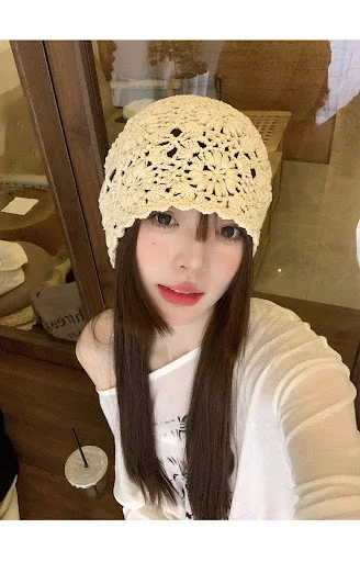 Title 5, Handmade Woven Head-wrapping Hat Hollow Retro A...