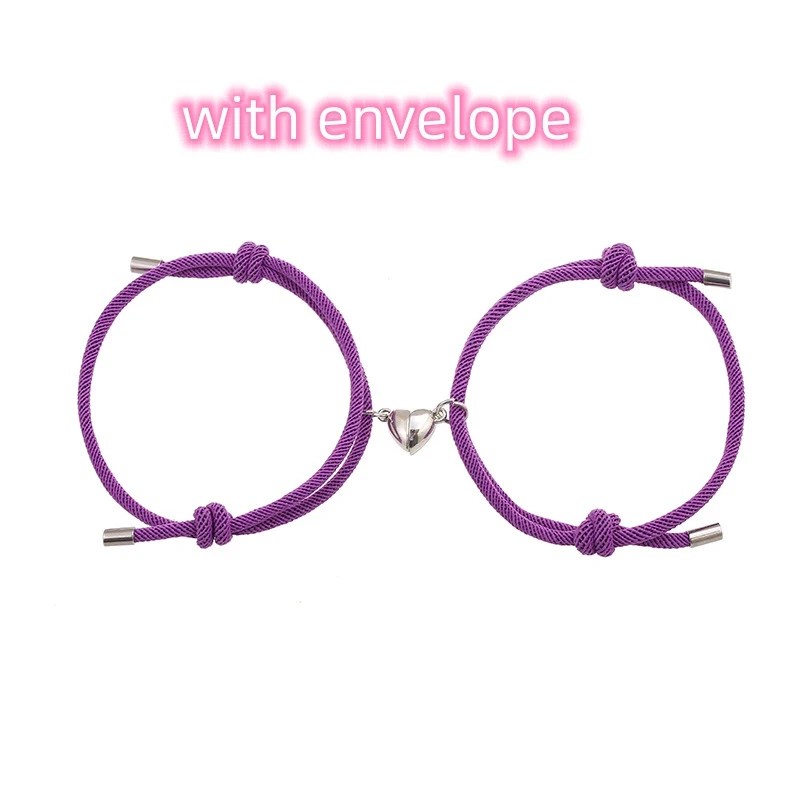 Pulseira magnética Simple Nylon Love para casais, com nylon resistente e ímãs que se unem, um laço de amor simples. — foto 4