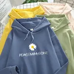 Novo Outono e inverno fino margarida camisola com capuz feminino — foto 8