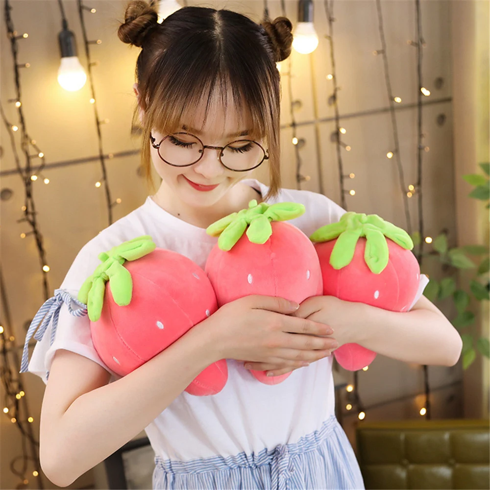 Title 4, Plush toy strawberry pillow fruit imitation. So...
