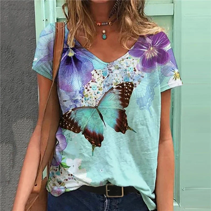 Title 10, Printed Street Style Short Sleeve Multi-color L...