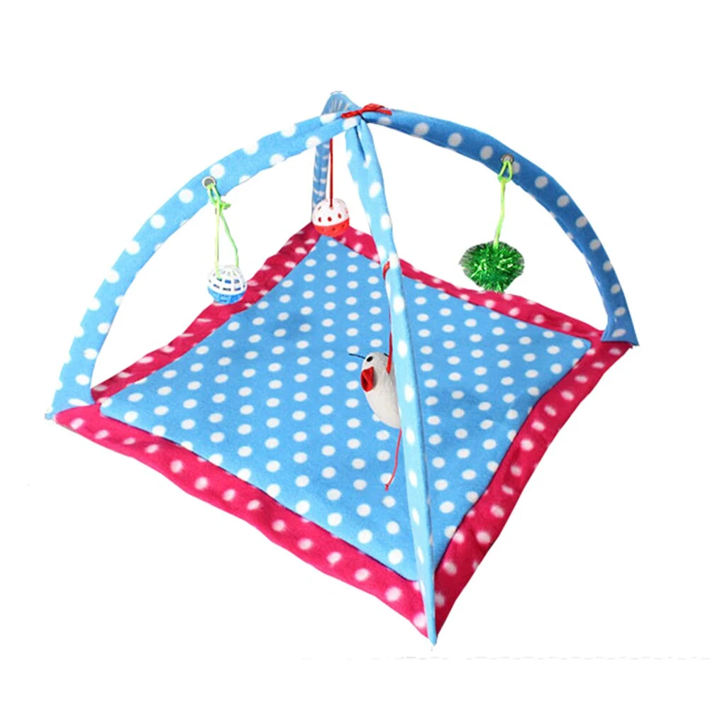Tienda de campaña para gatos con diseño de dibujos animados, multifuncional, con hamacas, cama para dormir gatitos, plegable, con pelotas y casa de juegos. — foto 14