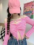 Dames gestreepte gebreide top met halternek, slanke pasvorm en lange mouwen, ideaal voor een stijlvolle en comfortabele look. — foto 2