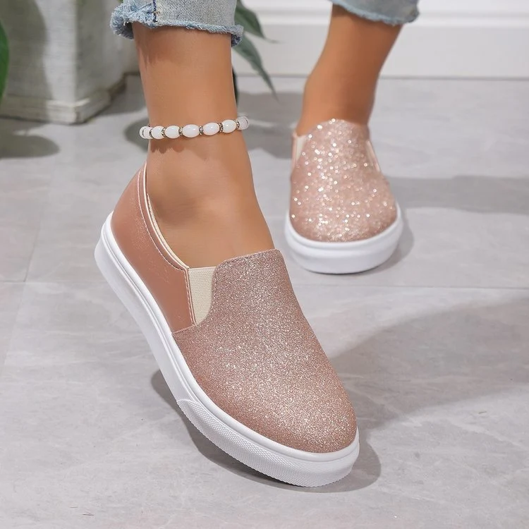 Title 7, Scarpe Basse a Punta Tonda con Paillettes da Donna