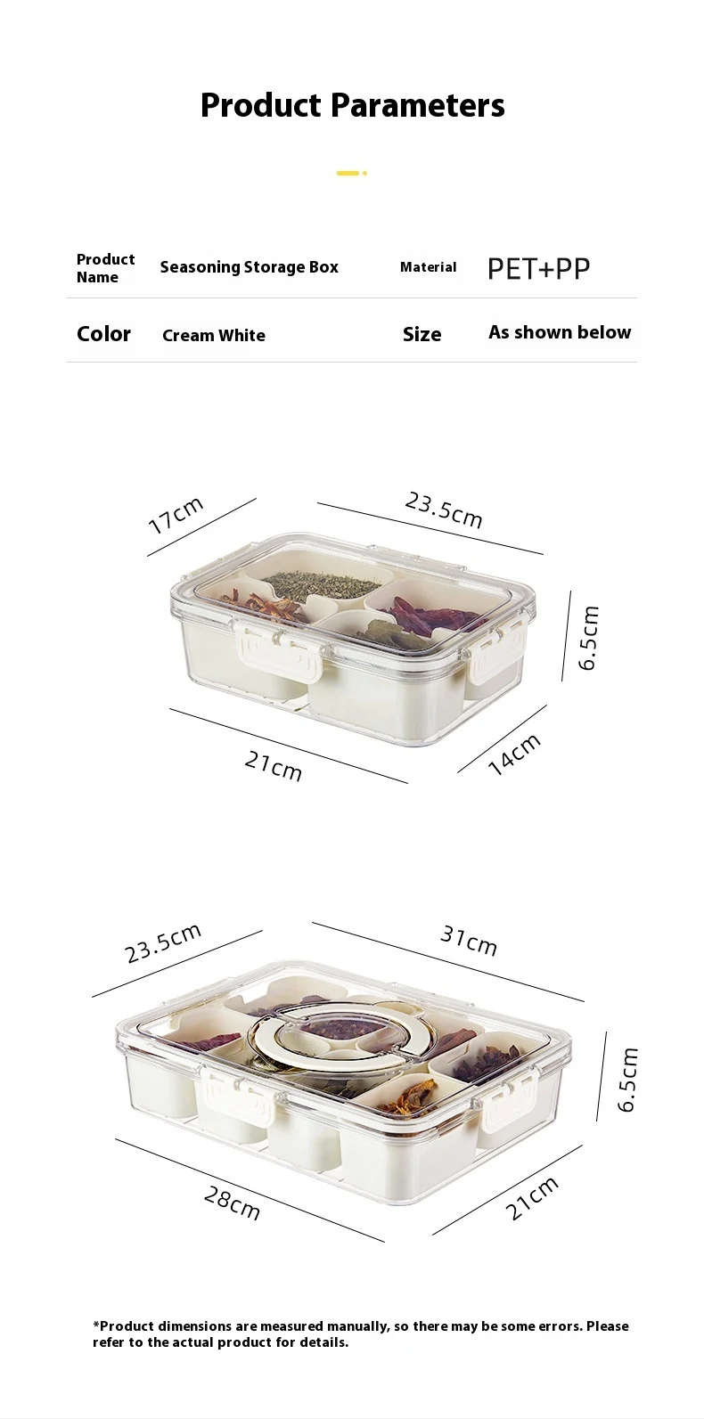 Title 2, Portable Eight-Compartment Spice Storage Crispe...