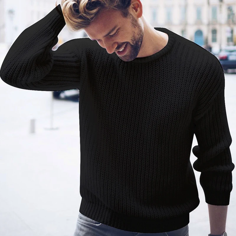 Men's Casual Solid Color Sweater Knit. A comfortable and stylish sweater perfect for everyday wear, providing warmth and — photo 4