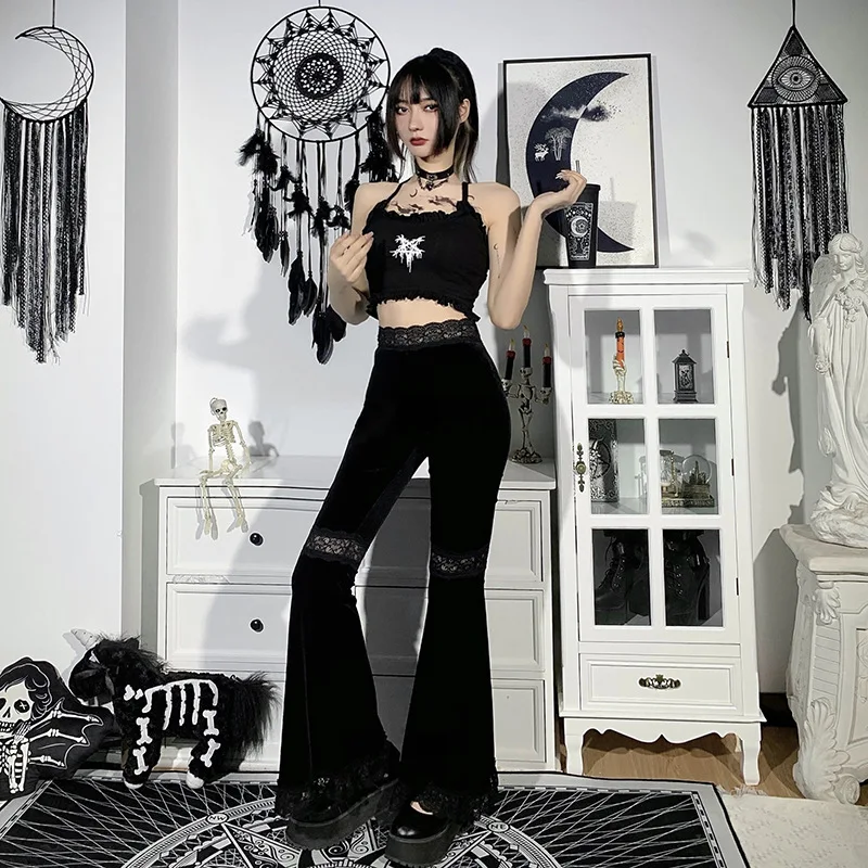 Mode hiphop flared broek. Comfortabele pasvorm en urban stijl voor dames en heren. Perfect voor een trendy streetwear look. — foto 6