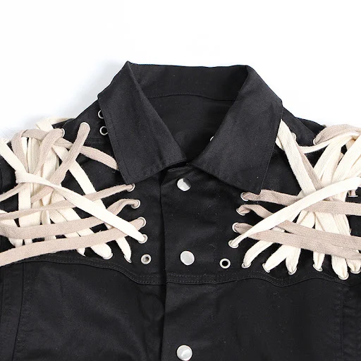 Title 6, Lapel Single Breasted Stereo Strapping Drawstri...