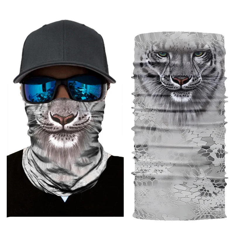 Tiger print sunscreen scarf for riding, offering UV protection, breathable fabric, versatile design, perfect for outdoor — photo 2