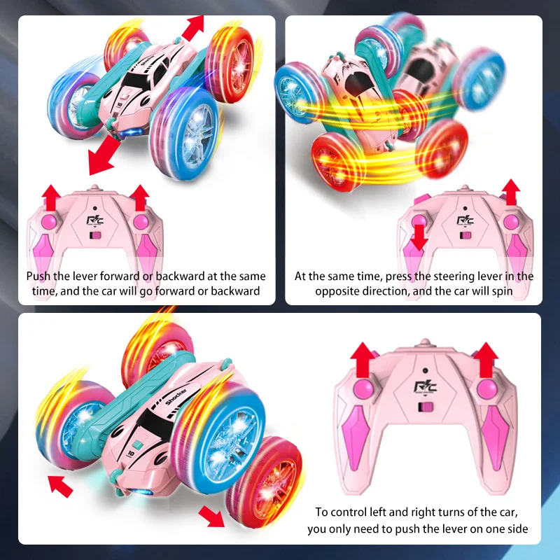 Remote Control Stunt Car with Lights, Light-Up Wheels, Swing Arm, and Double-Sided Rolling for Awesome Action and Fun — photo 7
