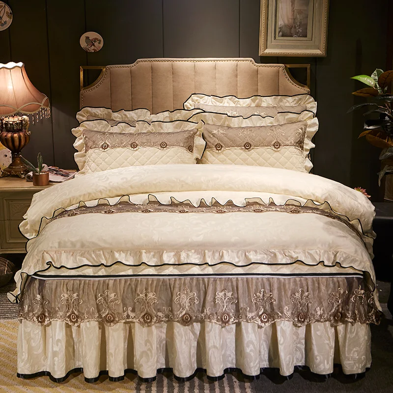 Title 1, Velvet Bed Skirt Four-piece Quilted Padded Bed ...
