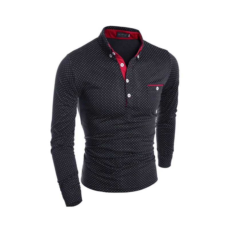 Title 2, Fashion Polka Dot Ouma Mens Casual Long Sleeve...