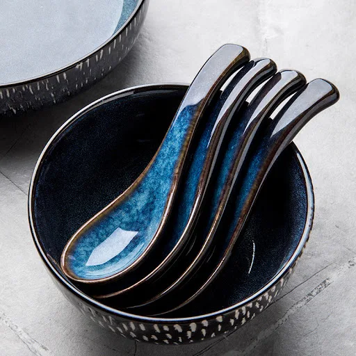 Title 4, Household Creative Ceramic Blue Small Spoon, pe...